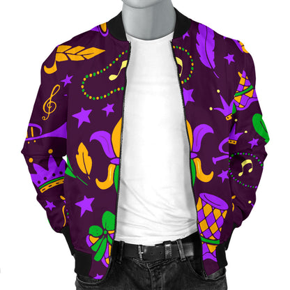 Mardi Gras Pattern Print Design 08 Men Bomber Jacket