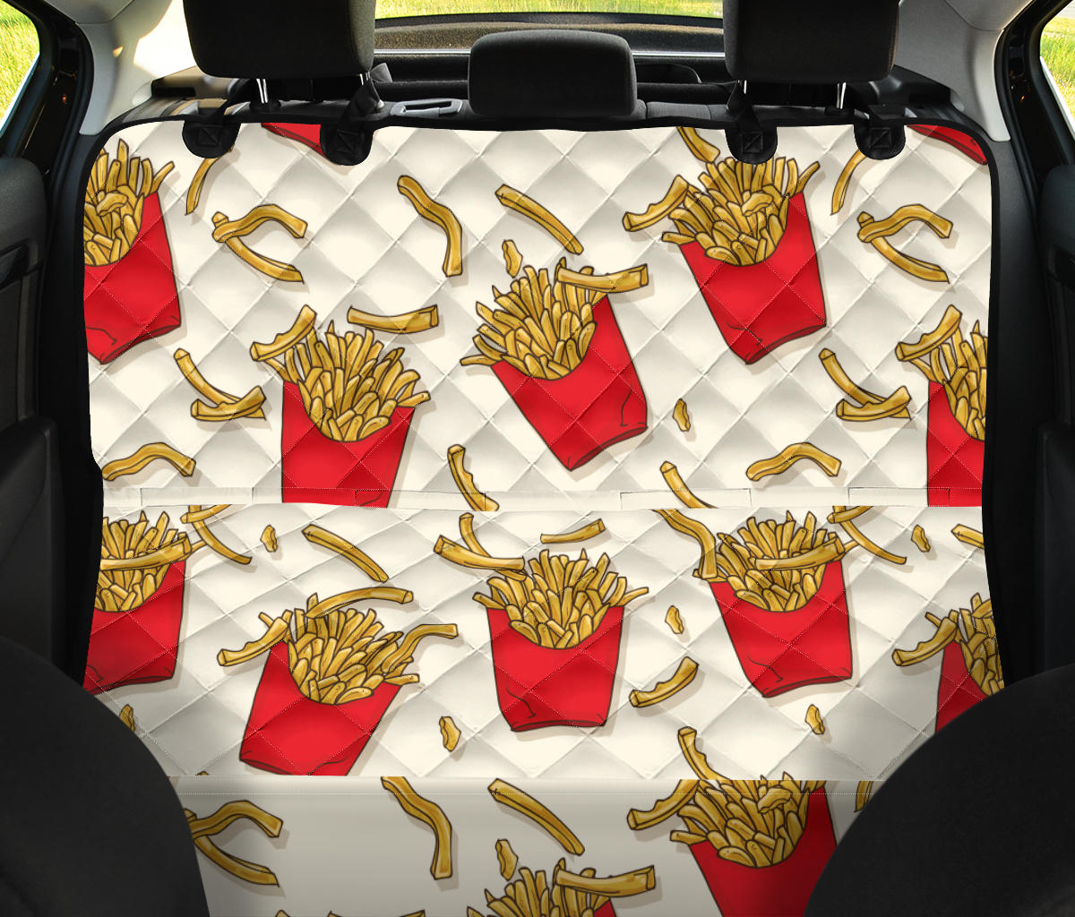 French Fried Pattern Print Design 01 Rear Dog Car Seat Cover Hammock