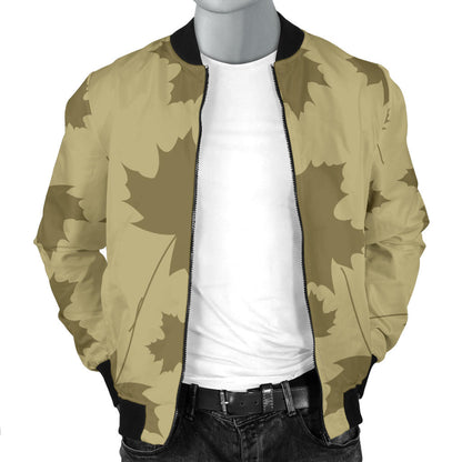 Maple Leaf Pattern Print Design 01 Men Bomber Jacket