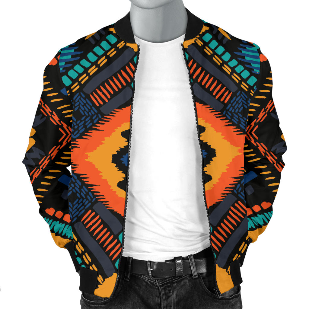 Kente Pattern Print Design 04 Men Bomber Jacket