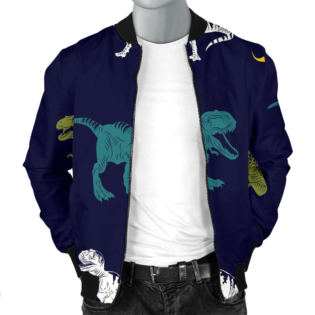 T Rex Pattern Print Design A07 Men Bomber Jacket
