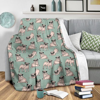Pug Pattern Print Design A01 Premium Blanket