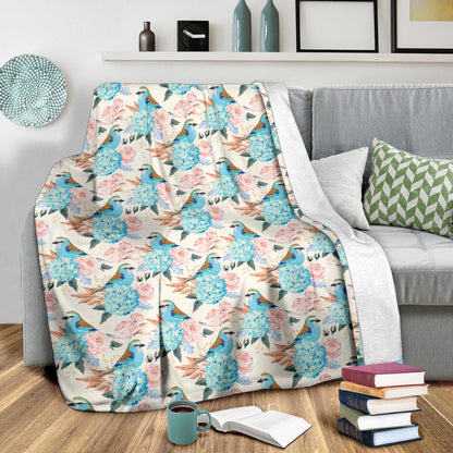 Bluebird Pattern Print Design 03 Premium Blanket