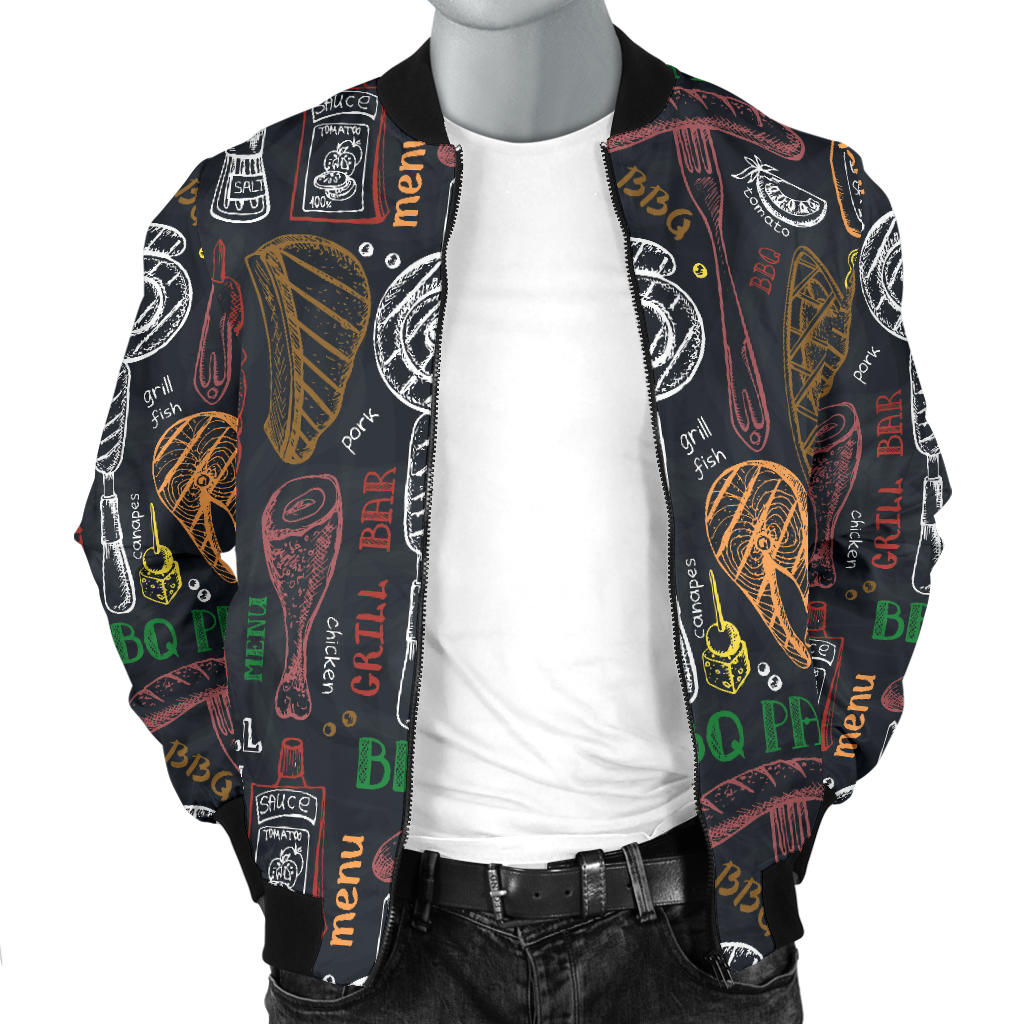 Barbecue Pattern Print Design 03 Men Bomber Jacket