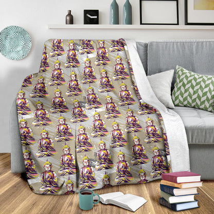 Buddha Pattern Print Design 07 Premium Blanket