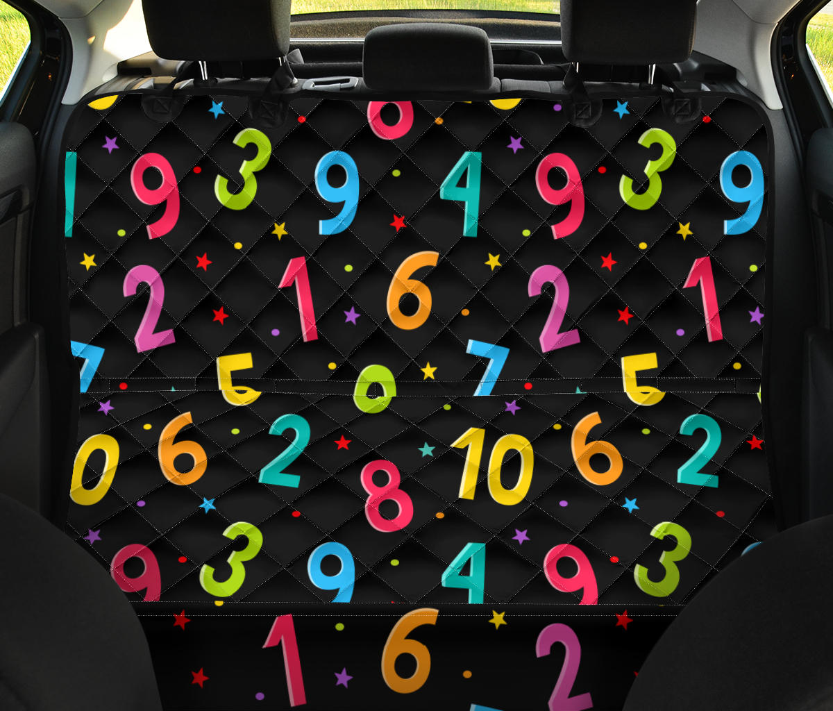 Number Pattern Print Design A04 Rear Dog Car Seat Cover Hammock