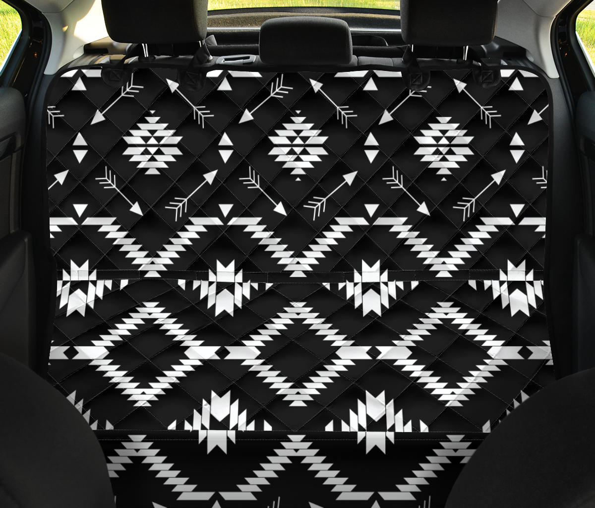 Native Pattern Print Design A04 Rear Dog Car Seat Cover Hammock