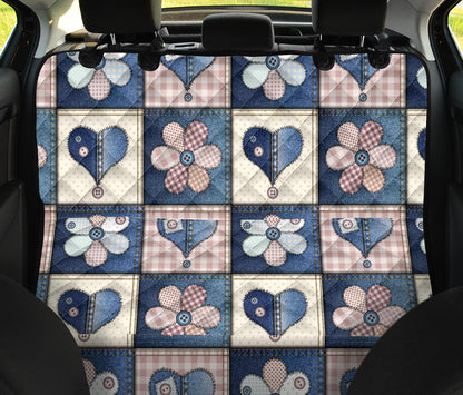 Patchwork Heart Flower Pattern Print Design 01 Rear Dog Car Seat Cover Hammock