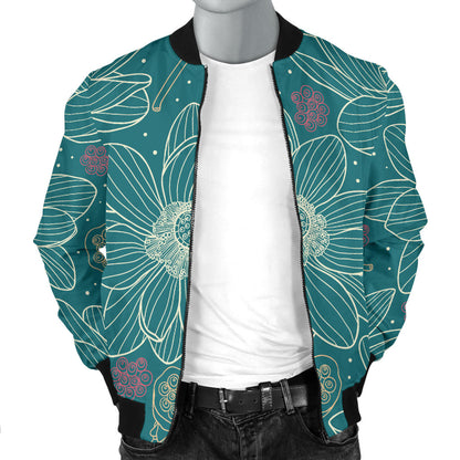 Lotus Pattern Print Design 01 Men Bomber Jacket