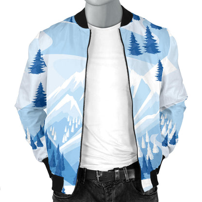 Mountain Pattern Print Design 03 Men Bomber Jacket