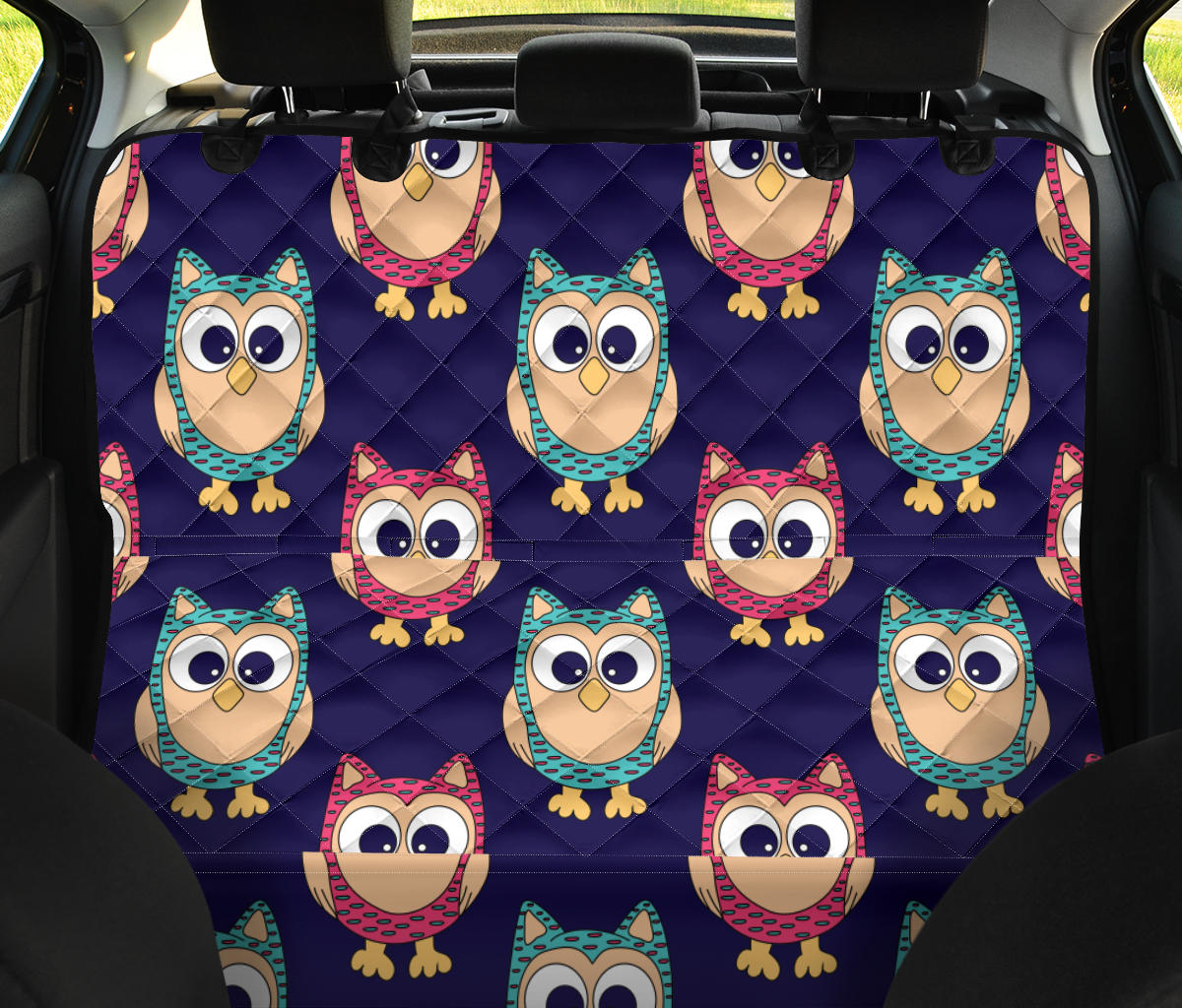 Owl Pattern Print Design A06 Rear Dog Car Seat Cover Hammock