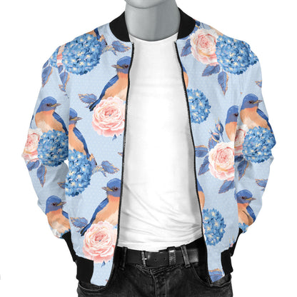 Bluebird Pattern Print Design 01 Men Bomber Jacket