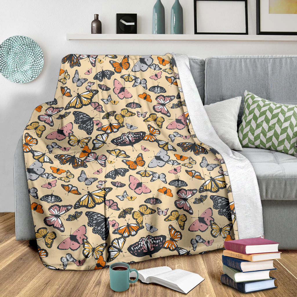 Butterfly Pattern Print Design 04 Premium Blanket