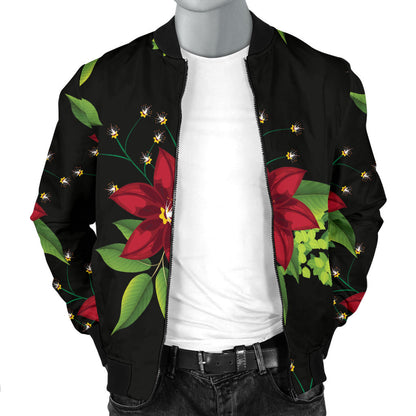 Poinsettia Pattern Print Design A01 Men Bomber Jacket