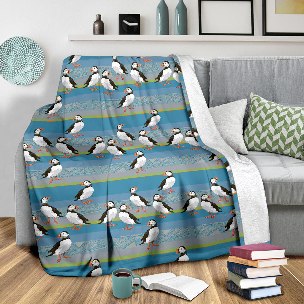 Puffin Pattern Print Design A01 Premium Blanket