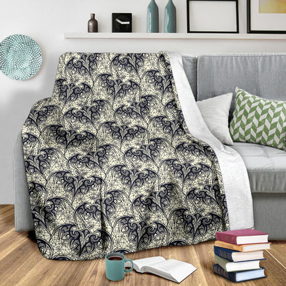 Bat Tribal Pattern Print Design 06 Premium Blanket
