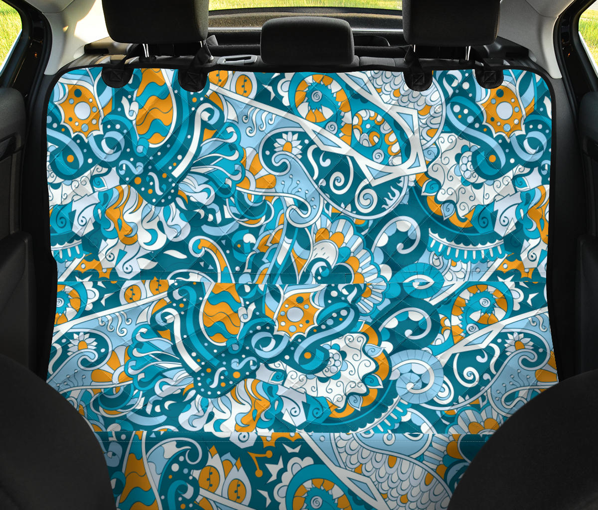 Funky Retro Pattern Print Design A03 Rear Dog Car Seat Cover Hammock