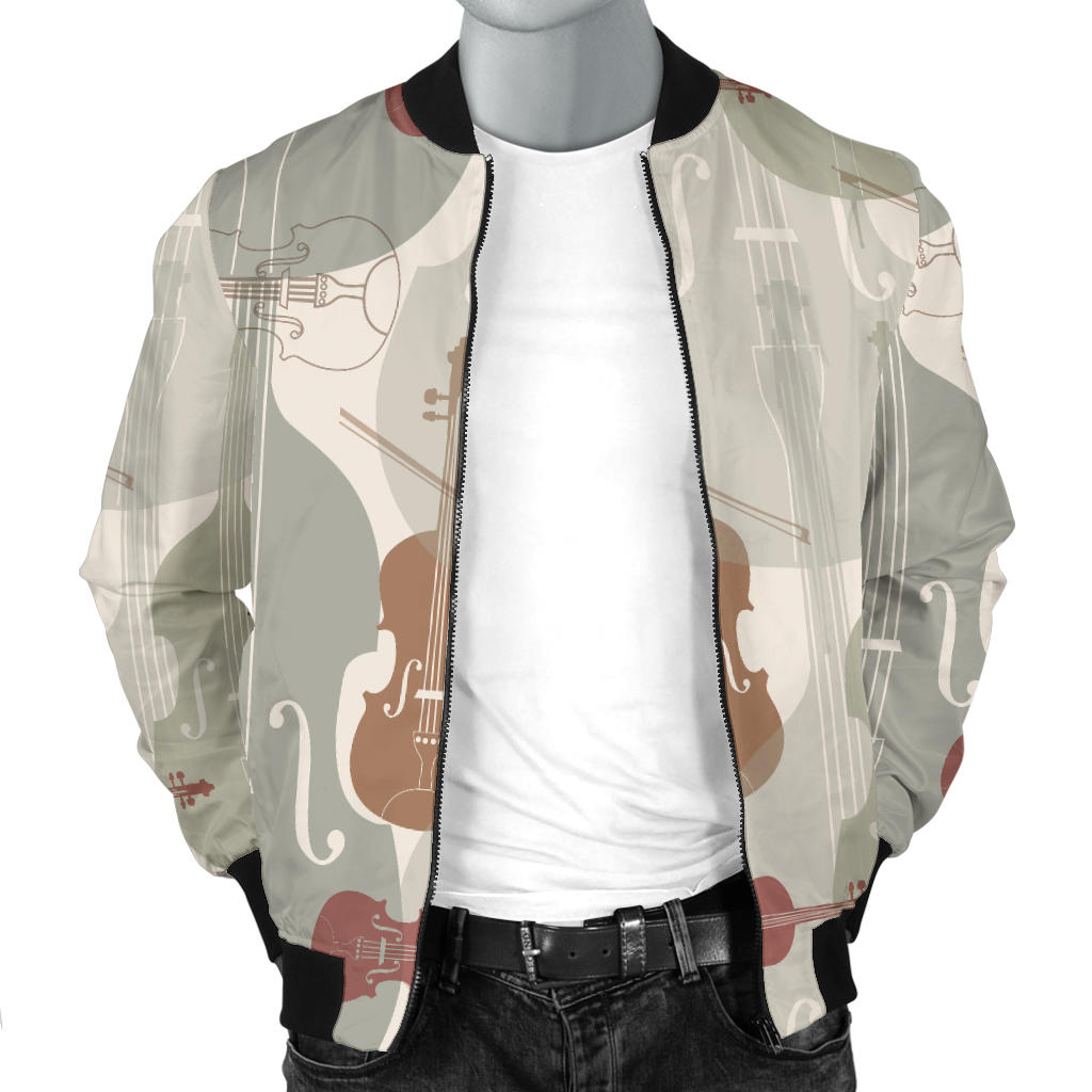 Violin Pattern Print Design 01 Men Bomber Jacket