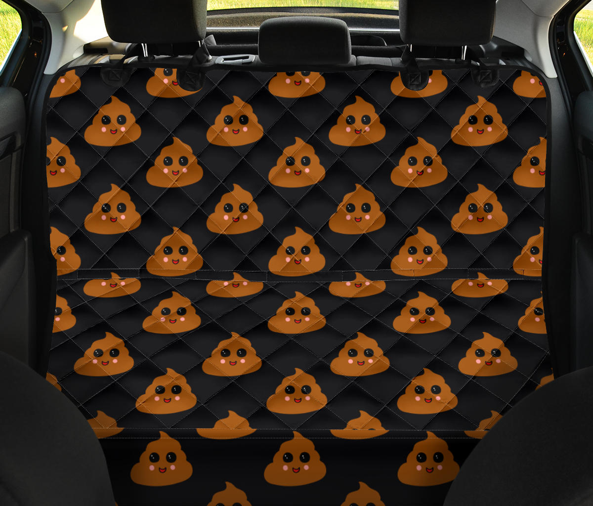 Poop Emoji Pattern Print Design A01 Rear Dog Car Seat Cover Hammock