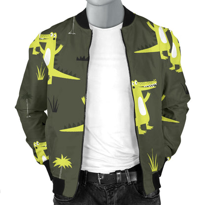 Alligator Pattern Print Design 05 Men Bomber Jacket