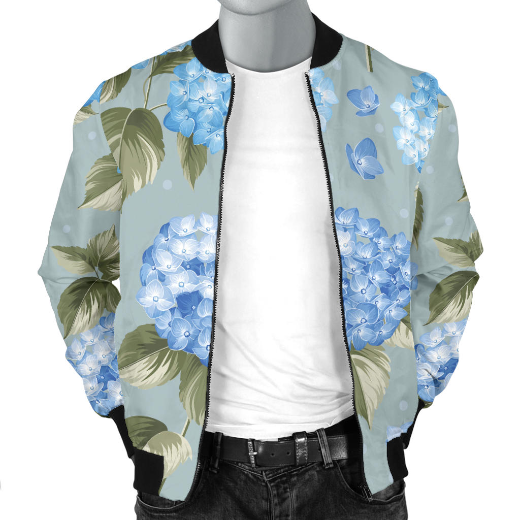 Hydrangea Pattern Print Design 01 Men Bomber Jacket