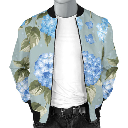 Hydrangea Pattern Print Design 01 Men Bomber Jacket