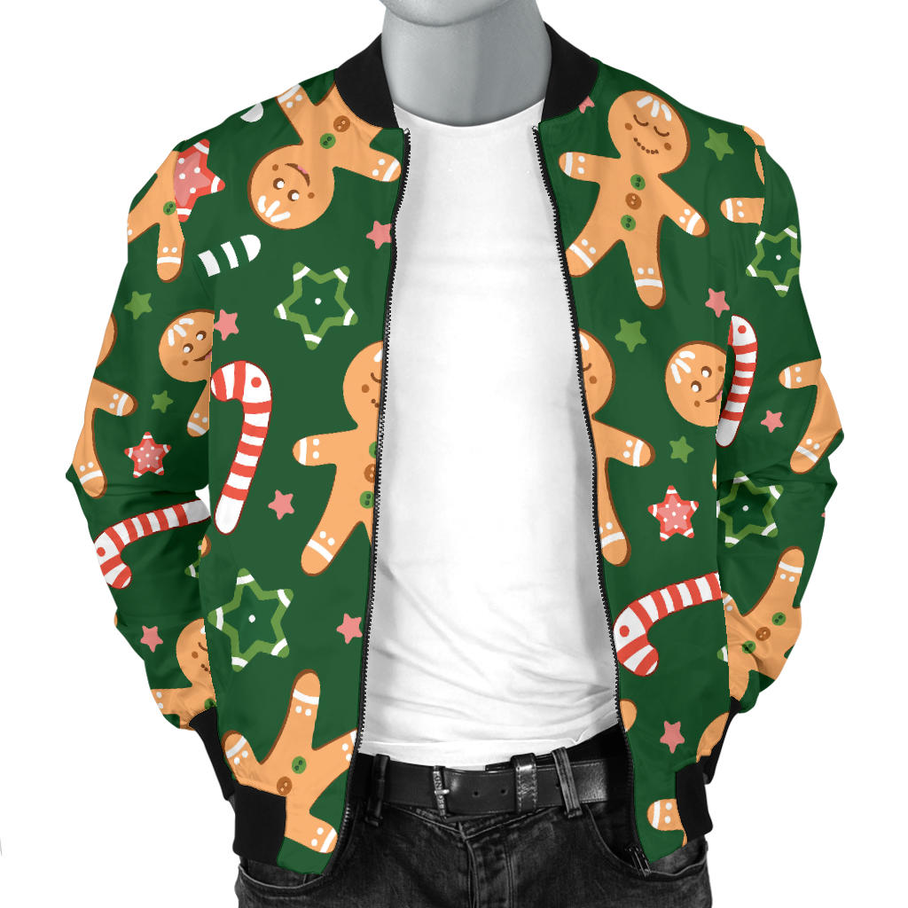 Gingerbread Pattern Print Design 04 Men Bomber Jacket