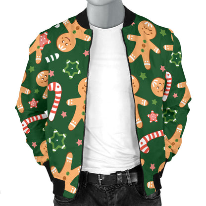 Gingerbread Pattern Print Design 04 Men Bomber Jacket