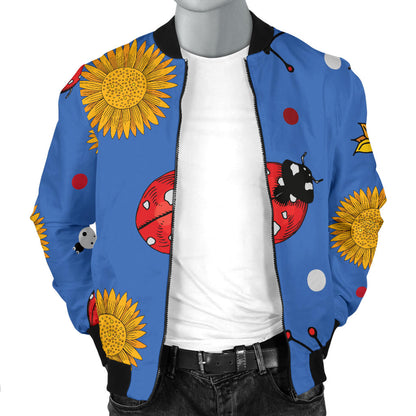 Ladybug Pattern Print Design 05 Men Bomber Jacket