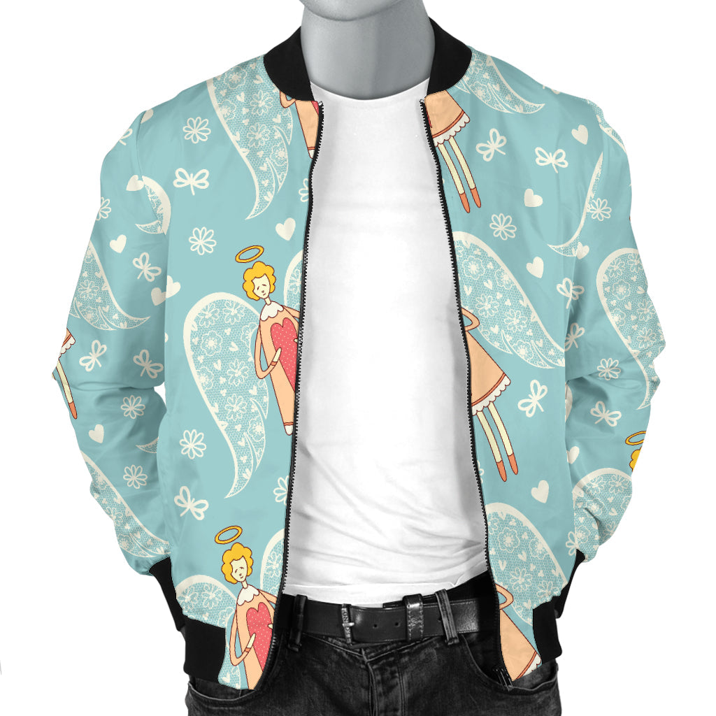 Angel Pattern Print Design 01 Men Bomber Jacket