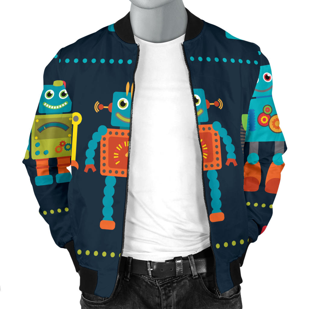 Robot Pattern Print Design A01 Men Bomber Jacket