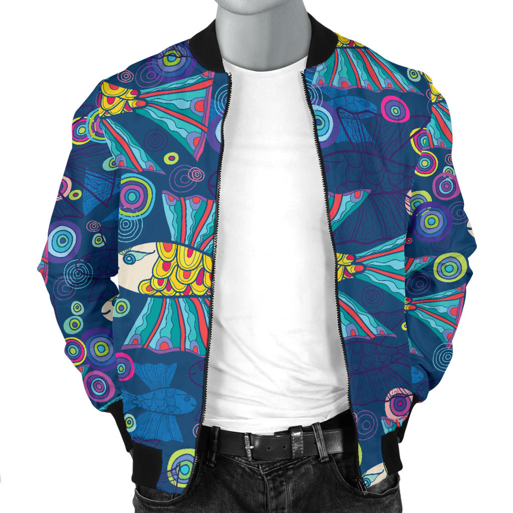 Flying Fish Pattern Print Design 01 Men Bomber Jacket