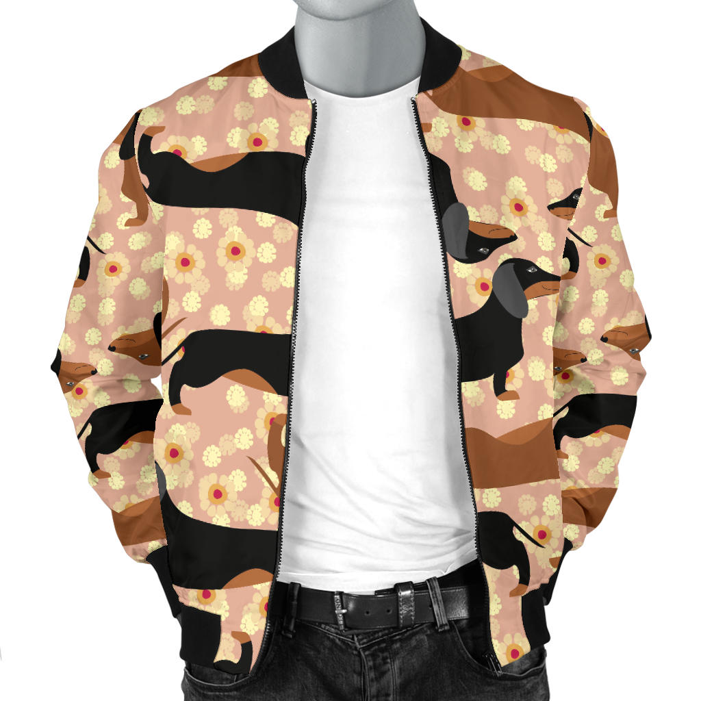 Dachshund Pattern Print Design 011 Men Bomber Jacket