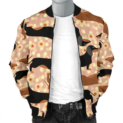 Dachshund Pattern Print Design 011 Men Bomber Jacket