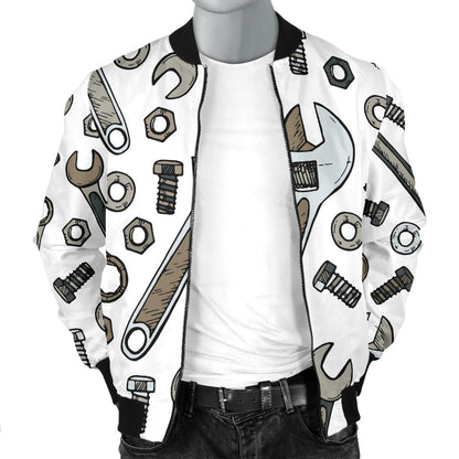Mechanic Pattern Print Design 03 Men Bomber Jacket