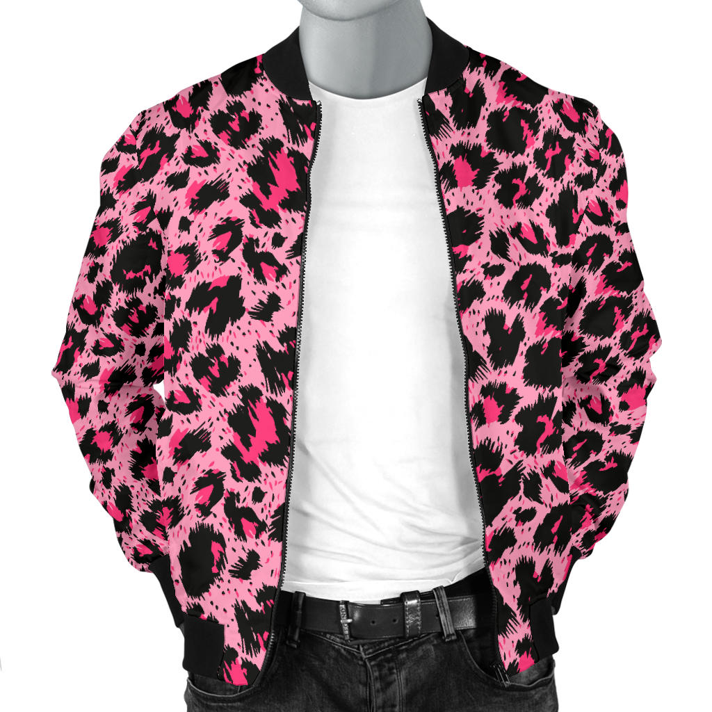 Cheetah Pink Pattern Print Design 01 Men Bomber Jacket