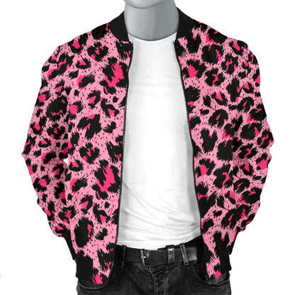 Cheetah Pink Pattern Print Design 01 Men Bomber Jacket
