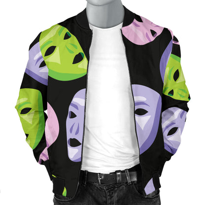 Acting Mask Pattern Print Design 04 Men Bomber Jacket