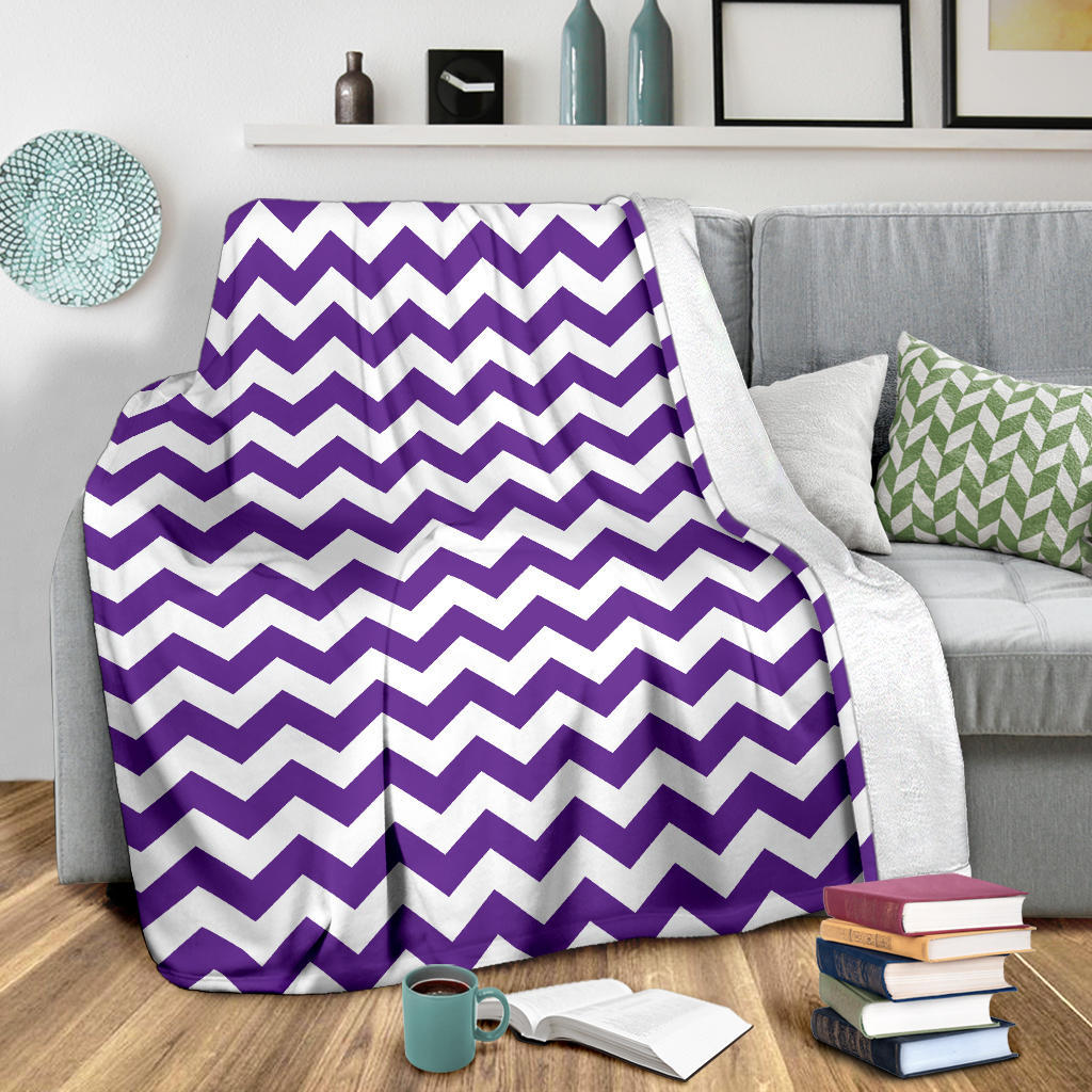 Chevron Purple Pattern Print Design 03 Premium Blanket