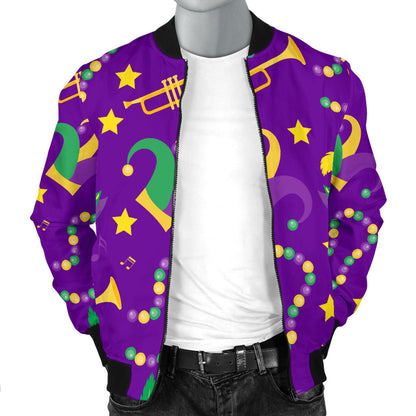 Mardi Gras Pattern Print Design 06 Men Bomber Jacket