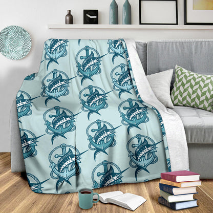 Swordfish Pattern Print Design 03 Premium Blanket