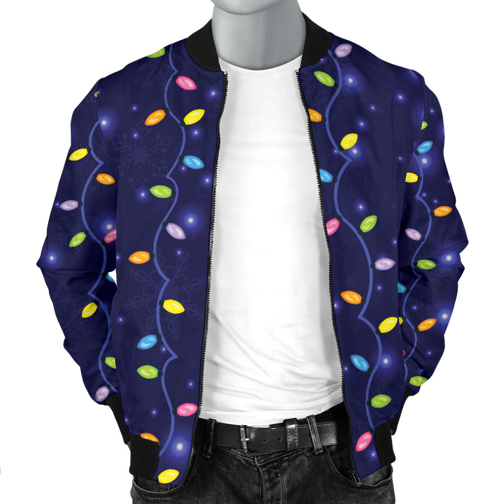 Christmas Light Pattern Print Design 03 Men Bomber Jacket