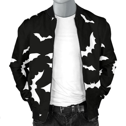 Bat Pattern Print Design 05 Men Bomber Jacket