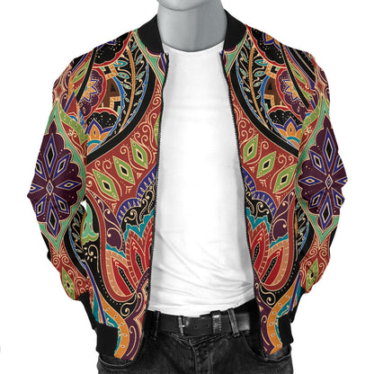 Bohemian Pattern Print Design 06 Men Bomber Jacket
