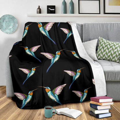 Hummingbird Pattern Print Design 06 Premium Blanket