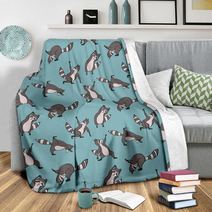 Raccoon Pattern Print Design A07 Premium Blanket