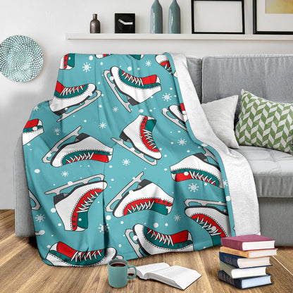 Ice Skate Pattern Print Design 03 Premium Blanket