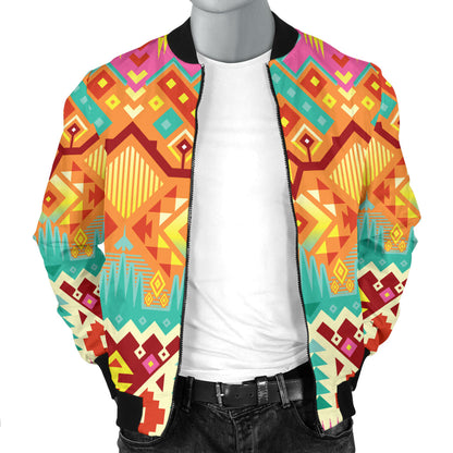 Aztec Pattern Print Design 03 Men Bomber Jacket