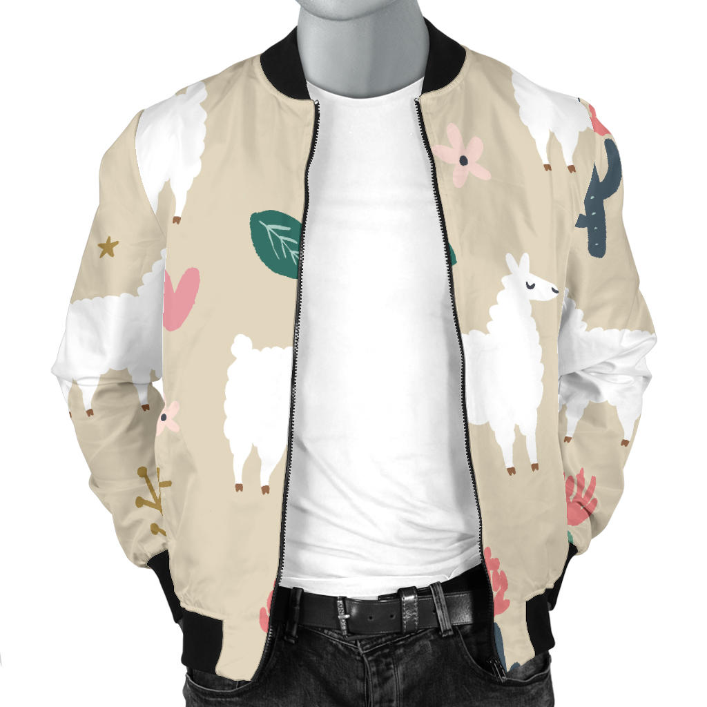 Llama Cactus Pattern Print Design 09 Men Bomber Jacket