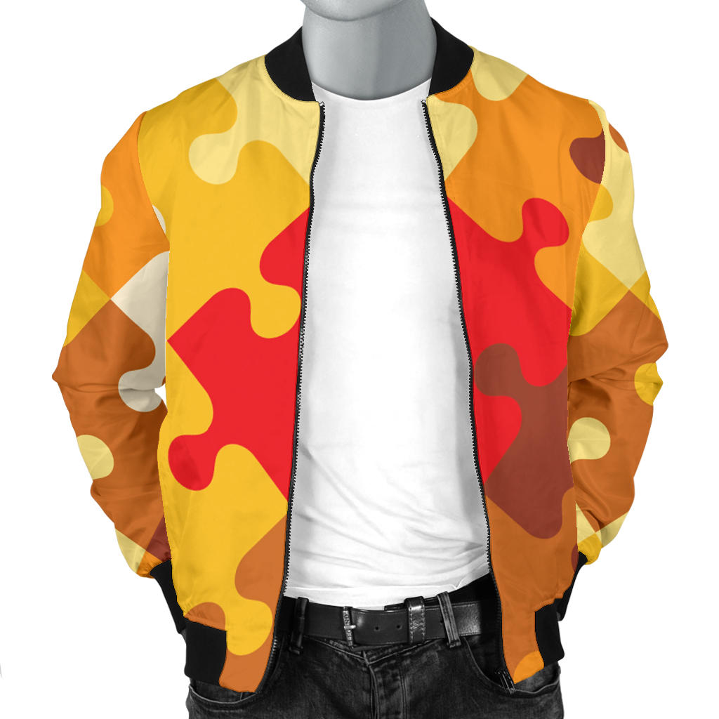 Puzzle Pattern Print Design A01 Men Bomber Jacket